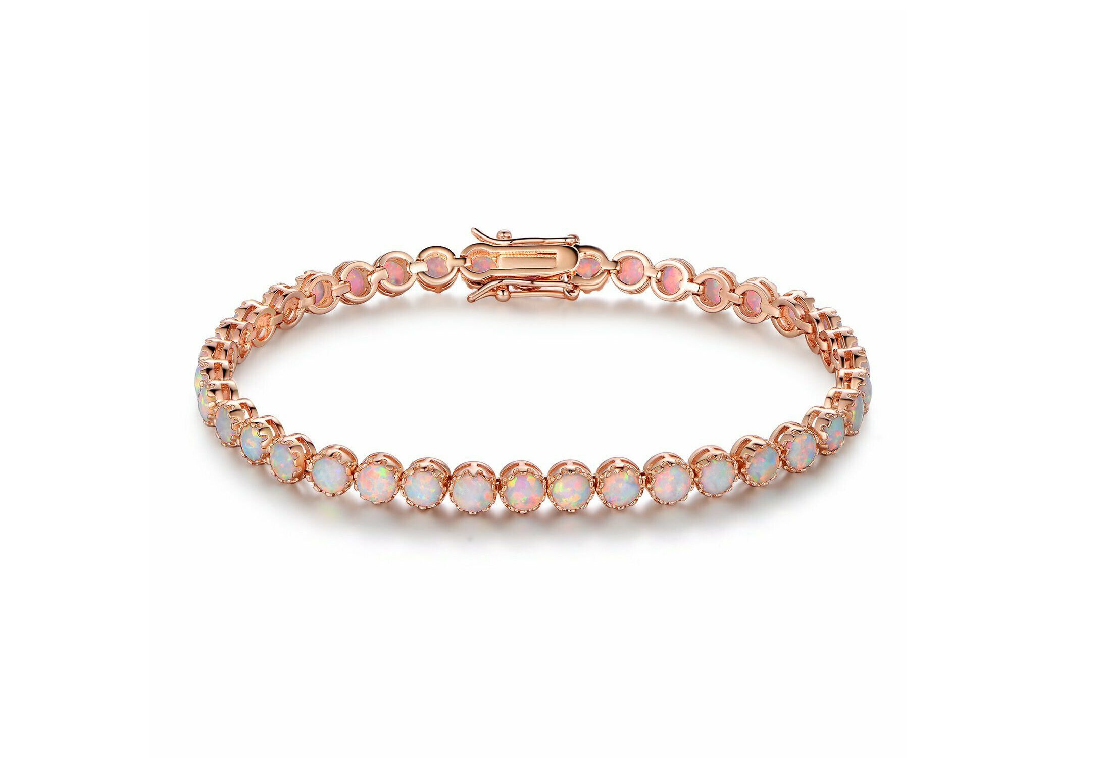 14k Rose Gold Opal Tennis Bracelet Natural Opal Bracelet | Etsy