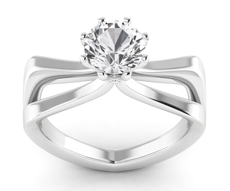 14k Gold White Sapphire Engagement Ring White Sapphire Wedding Etsy