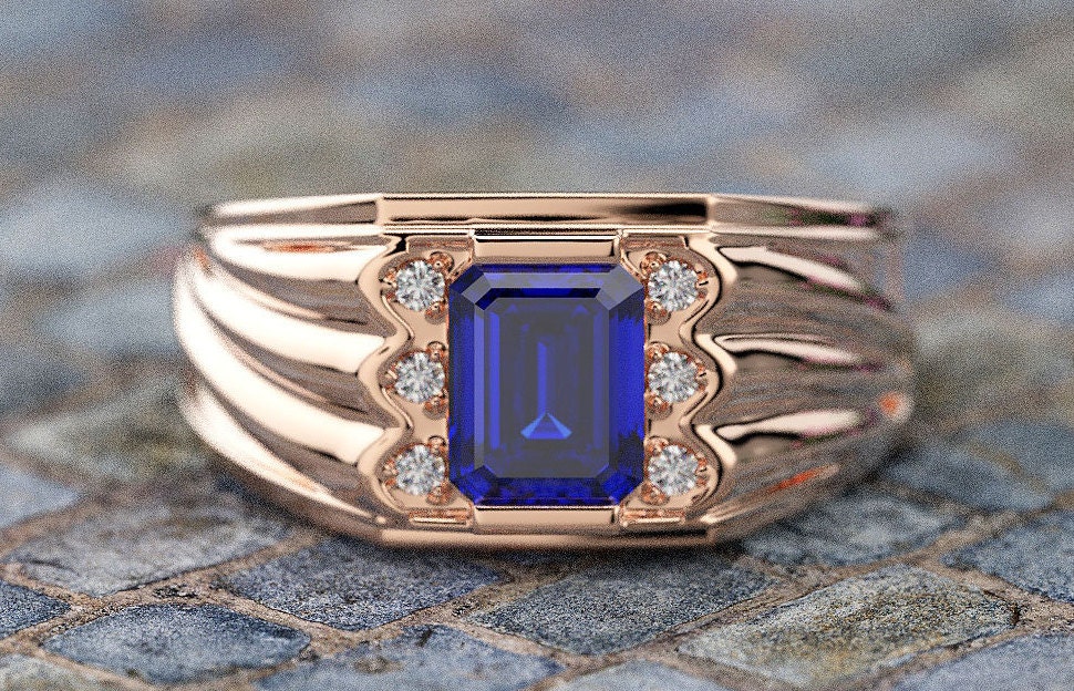 3.00ct D'Block Blue Tanzanite Engagement Ring For Men Etsy