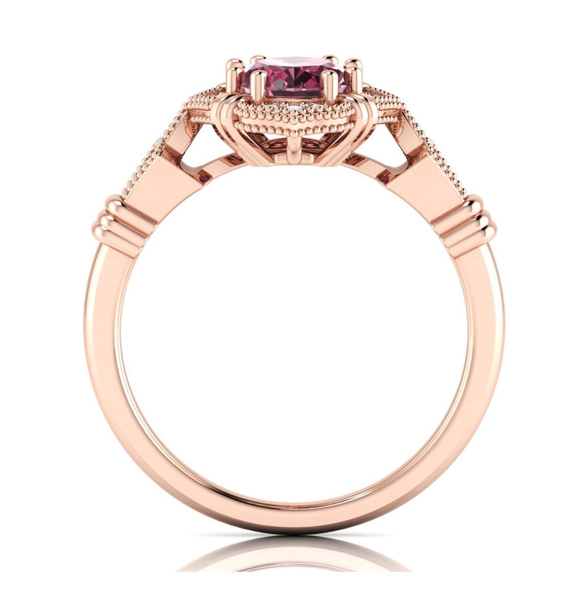 Rhodolite Engagement Ring 14k Rose Gold Rhodolite Etsy