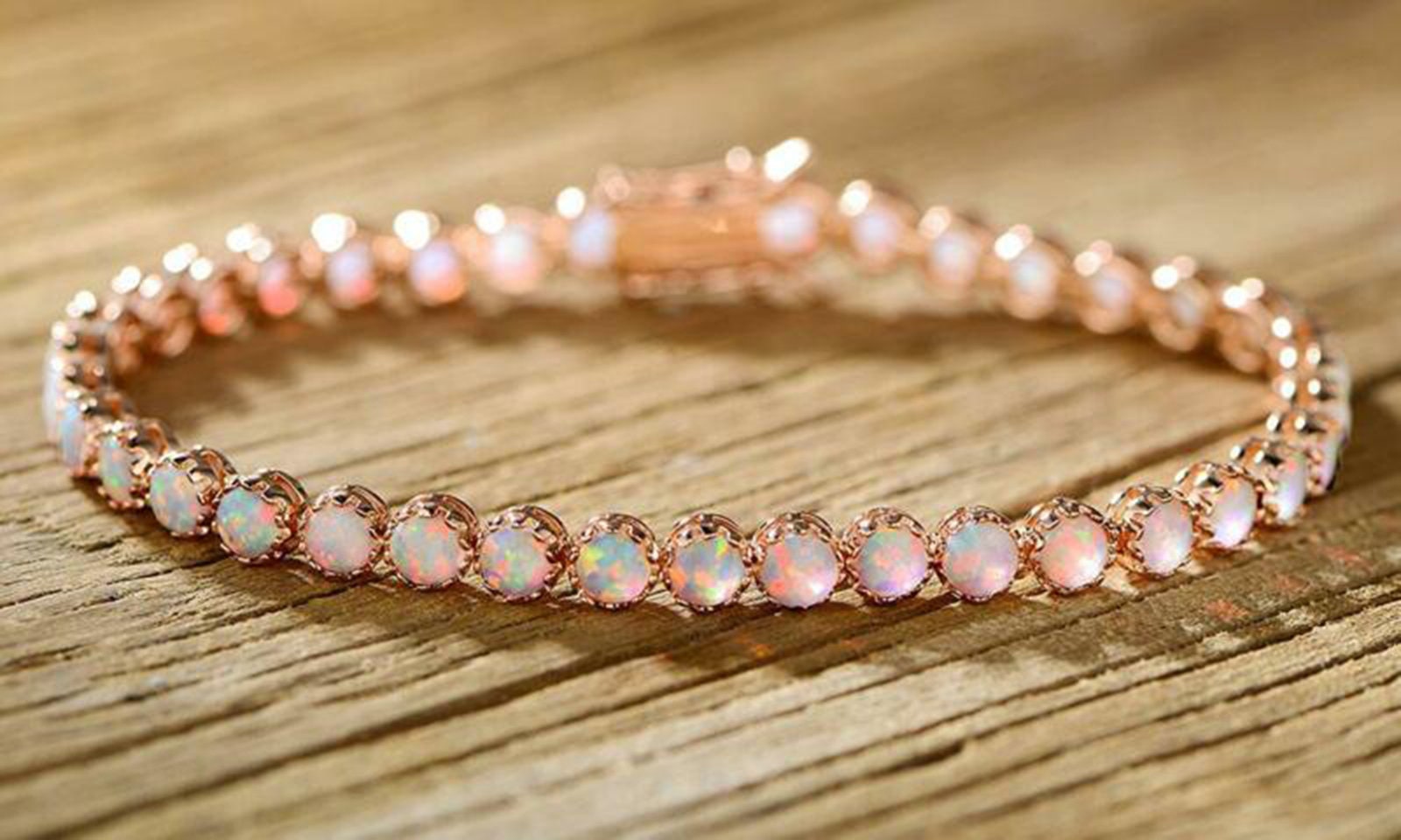 14k Rose Gold Opal Tennis Bracelet Natural Opal Bracelet | Etsy