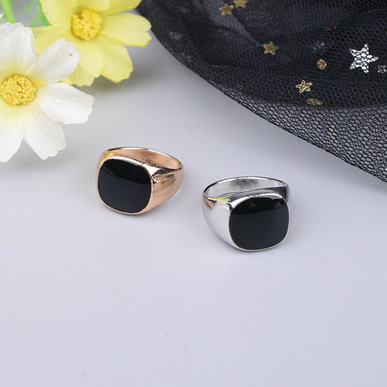 Hipster Ring For Men Black Onyx Ring Black Gemstone Signet Ring For Men 925 Silver Modern Men Ring Onyx Gemstone Cushion Signet Ring For Men