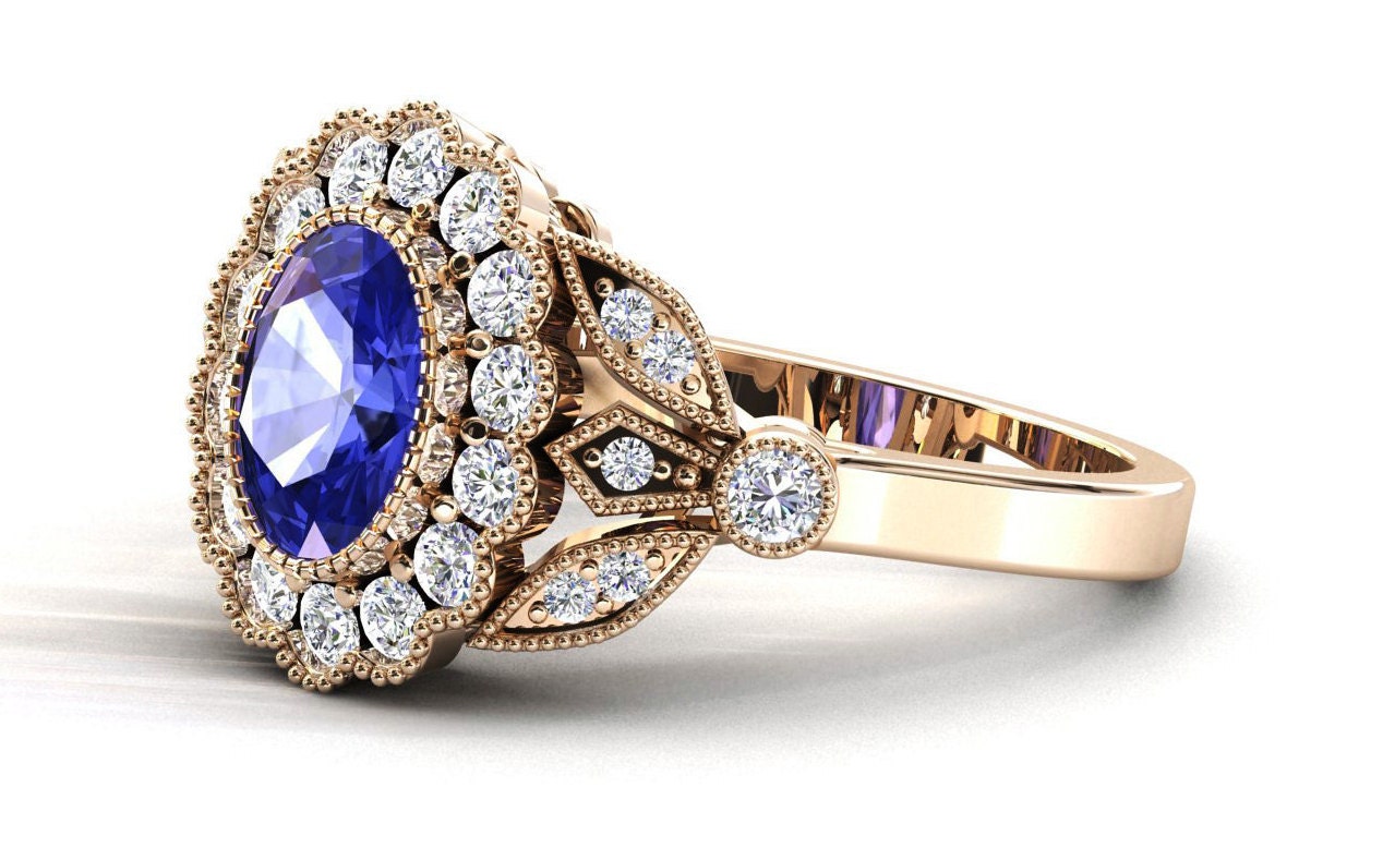 Vivid Blue D'Block AAA Tanzanite Wedding Ring in Solid Etsy