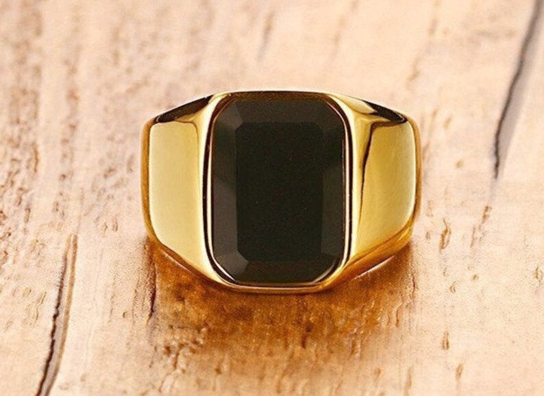 Emerald Cut Black Onyx Ring for Men Sterling Silver Etsy