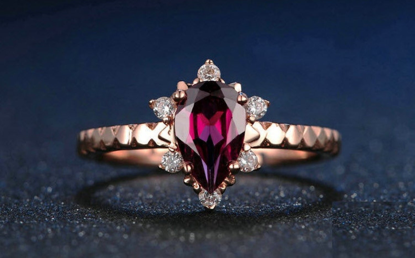 14k Rhodolite Engagement Ring 14k Rose Gold Rhodolite Etsy