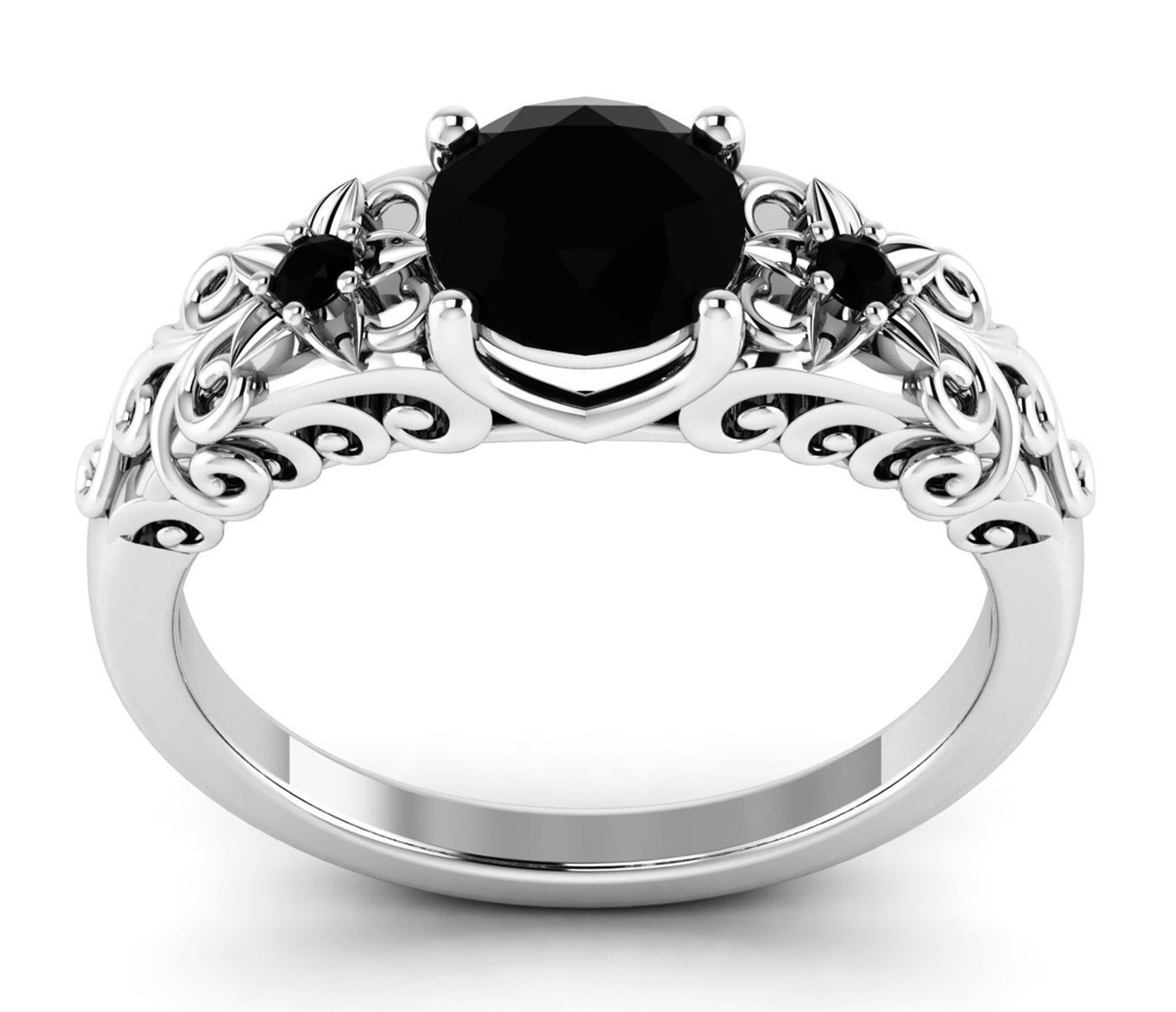 Antique Wedding Ring For Women Black Onyx Engagement Ring