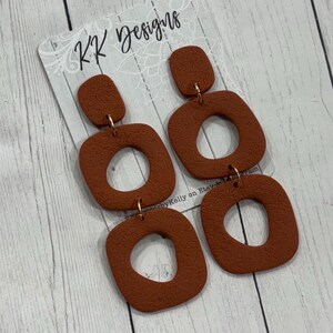 Unique Handmade Polymer Clay Statement Earrings- Terracotta Textured Funky Hoop Dangles- super lightweight and so cute!