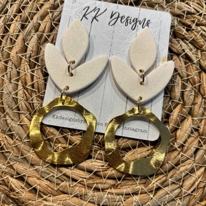 Unique Handmade Polymer Clay Statement Earrings/ Sparkle Hoop  Dangles- So lightweight & pretty!