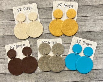 Unique Handmade Polymer Clay Statement Earrings/Assorted Retro Circle Textured  Dangles- So lightweight & comfortable!