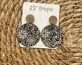 Unique Handmade Polymer Clay Statement Earrings/ Floral Printed Dangles- Pretty & Almost weightless!