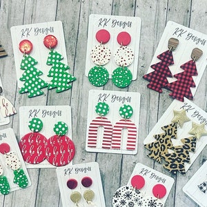 Handmade Polymer Clay Christmas Earrings: Holiday Dangles