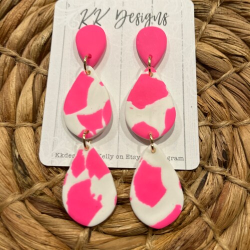 Colorful Mismatched Statement Earrings, Post or Clip On, Handmade Polymer Clay