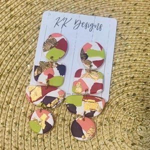 Unique Polymer Clay Statement Dangles// Colorful Stacked Dangles- Fun & super lightweight!