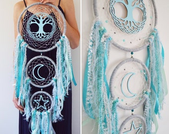 Choose your colour, large custom made 3 tier dreamcatcher wall hanging with tree of life