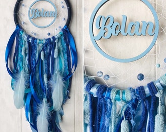 Personalised name dreamcatcher wall hanging, choose your colour