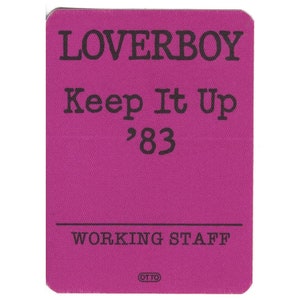 LOVERBOY Backstage Pass from 1983 - purple - Working STaff - vintage and unused