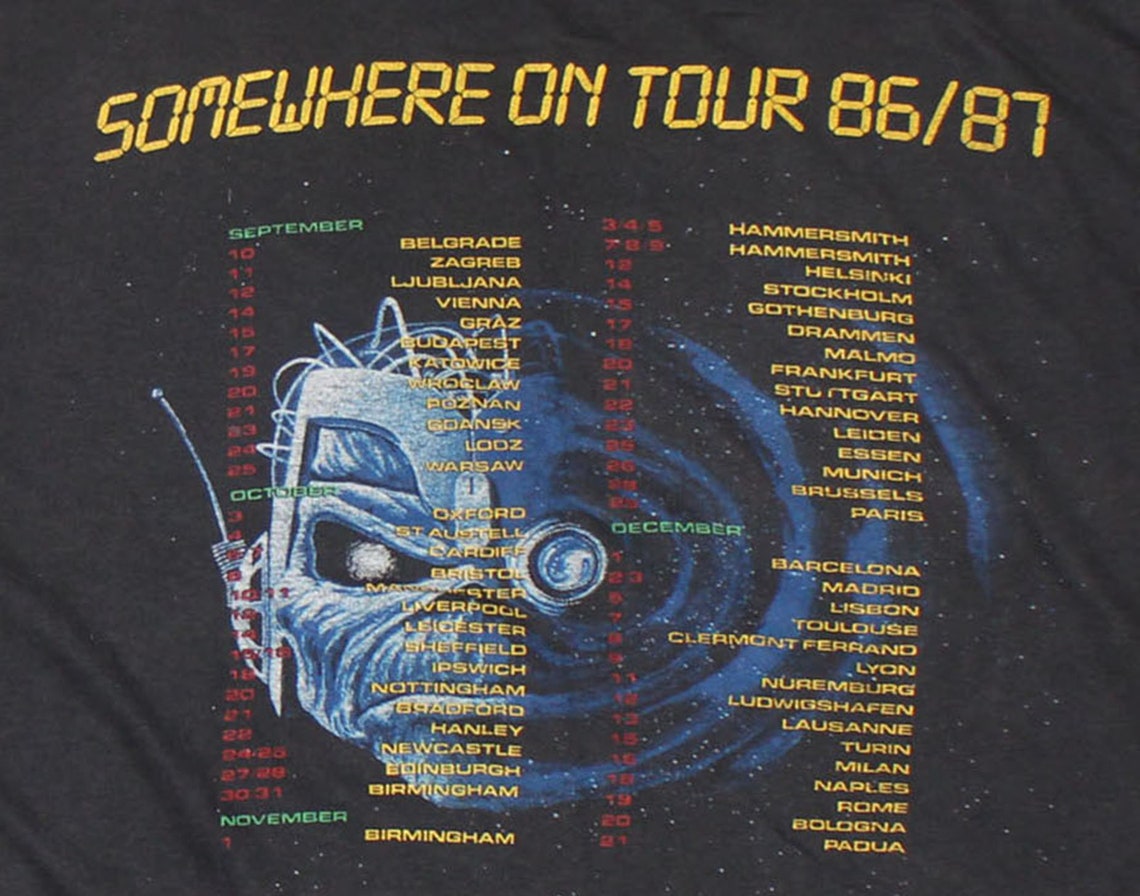 Vintage Iron Maiden somewhere on Tour 86/87 Tour Shirt Black shipping
