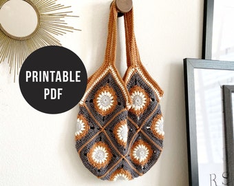 Hannah Tote Bag Pattern PDF - Digital Download - Granny Square Crochet Bag