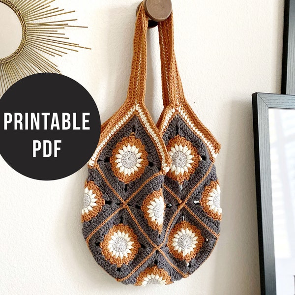 Hannah Tote Bag Pattern PDF - Téléchargement numérique - Grandma Square Crochet Bag