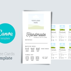 Wash/Dry Care Card - Canva Template - Digital File - Personalize with your logo