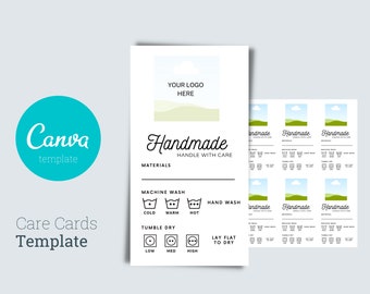 Wash/Dry Care Card - Canva Template - Digital File - Personalize with your logo