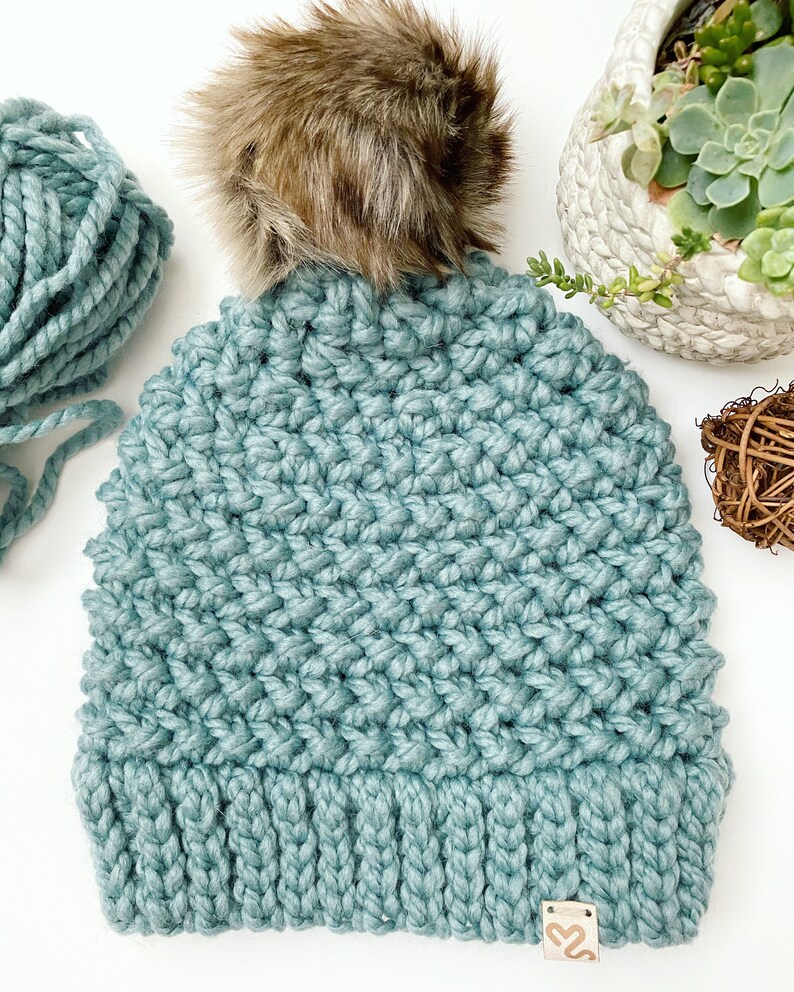 Herringbone Chunky Crochet Beanie Pattern Digital Download Etsy