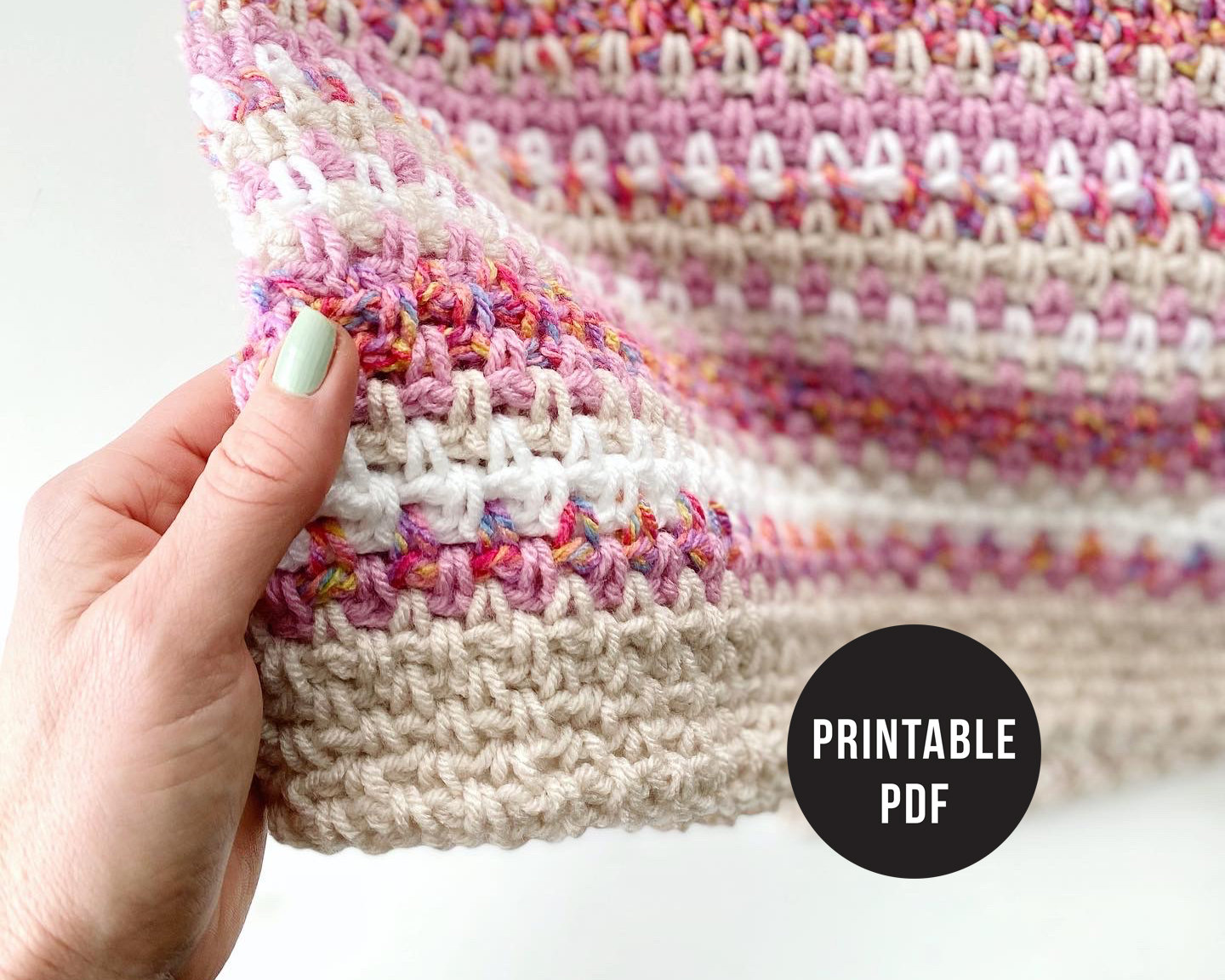 Double moss stitch online baby blanket pattern
