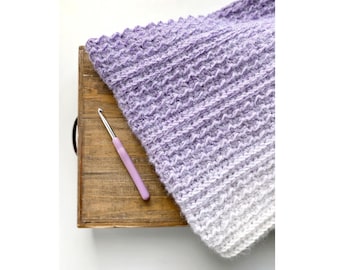 Crochet Handmade Soft Ombre Purple Lavender Baby Blanket