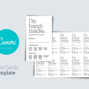 Ich bin handgefertigte Pflegekarten Canva Template - NUR Digitaler Artikel