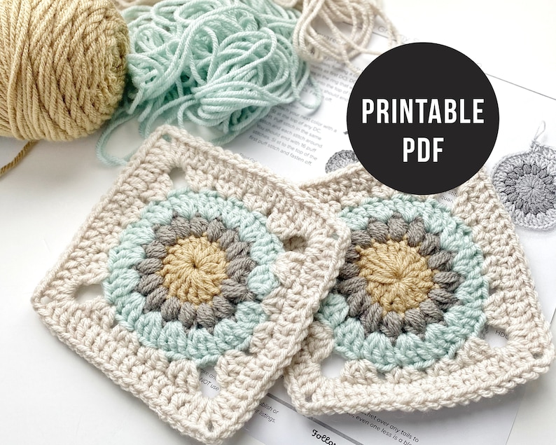Sunny Days Granny Square Pattern // Square ONLY // PDF ONLY Digital Download image 1