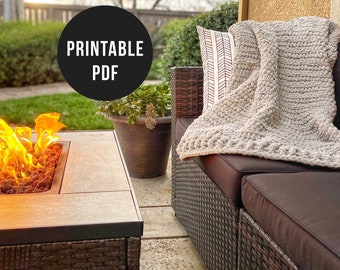 Chunky Fireside Lap Blanket Pattern - PDF only - Digital Download