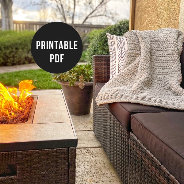 Chunky Fireside Lap Blanket Pattern - PDF only - Digital Download