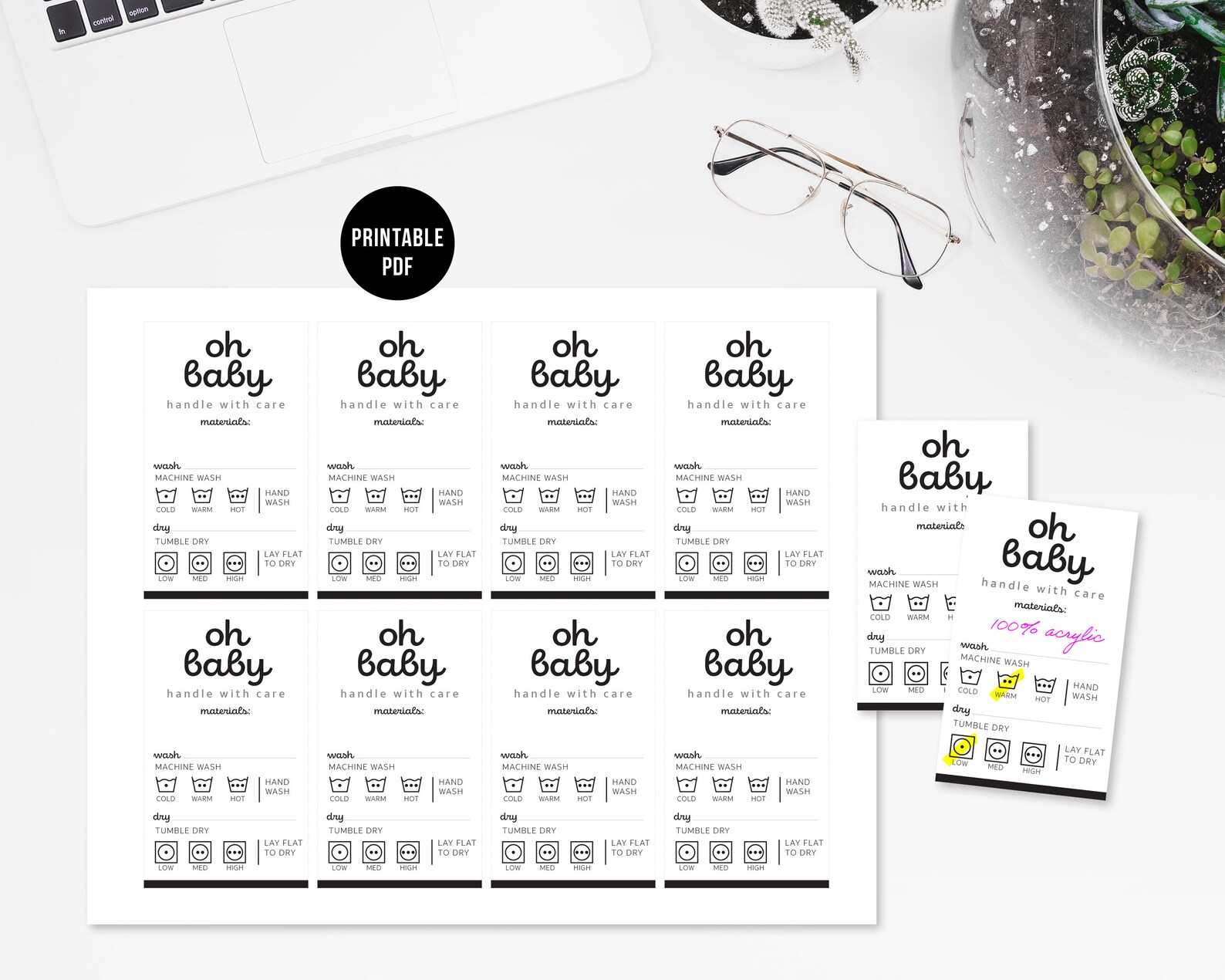 Printable: oh Baby Tags Labels for Knit Crochet Baby | Etsy