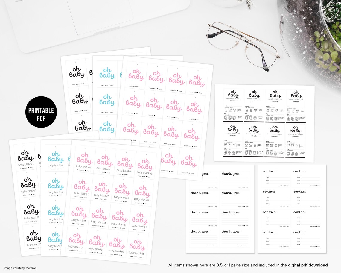 Printable: oh Baby Tags Labels for Knit Crochet Baby | Etsy