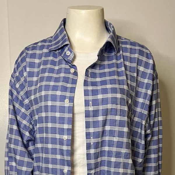 Vintage Neiman Marcus Violet Plaid Buttondown