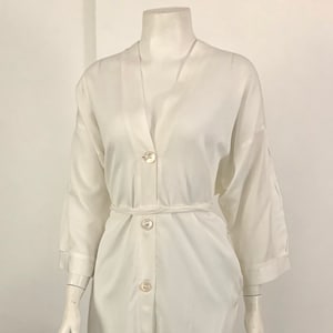 Vintage White Button Dress Robe Kimono Cover Up