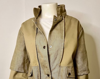 Vintage Denim and Canvas Khaki Jacket