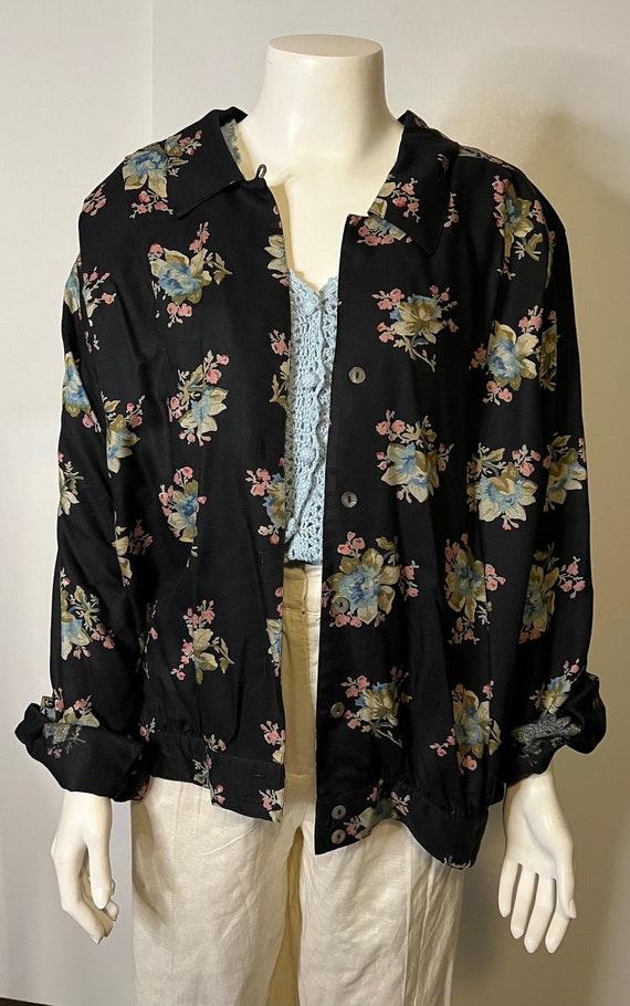 Vintage Black Floral Jacket / Top