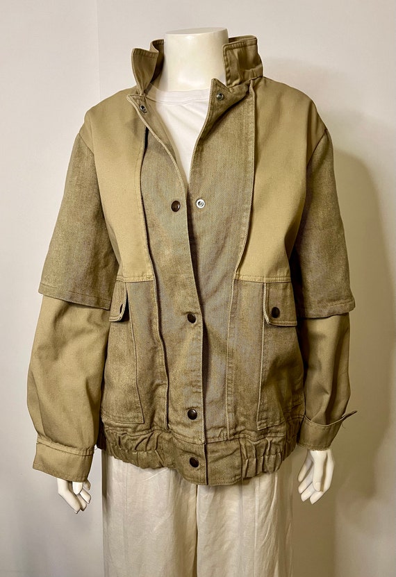 Vintage Denim and Canvas Khaki Jacket