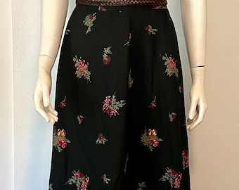 Vintage Black Floral Maxi Skirt Bentley Arbuckle Formal or Casual