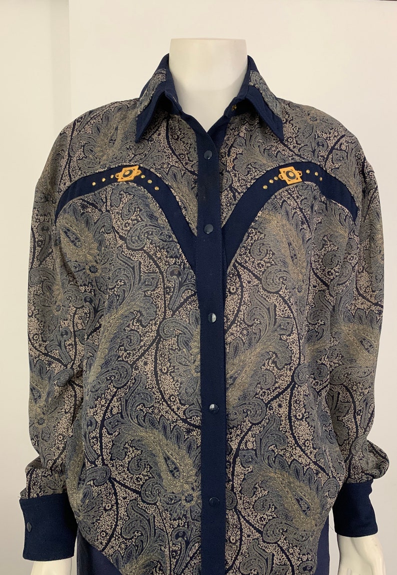 Chemisier Westport 1962 Imprimé Paisley Bleu Marine - Taille M - Occasion Très Bon état