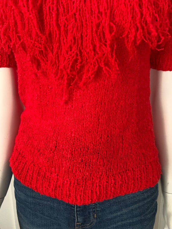 Awesome Vintage Nannell Red Short Sleeved Fringe … - image 6