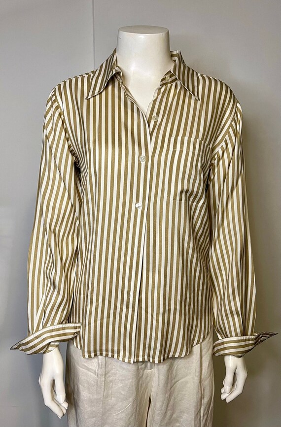 Vintage Silk Moda Int’l Striped Shirt/Blouse