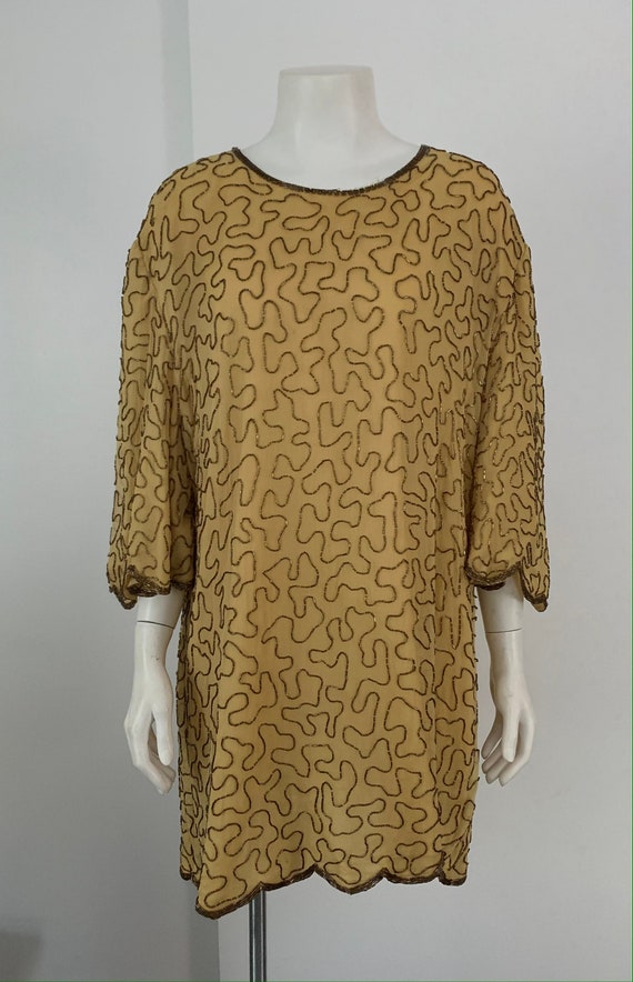 Beautiful Vintage Silk Beaded Mini Dress/Tunic