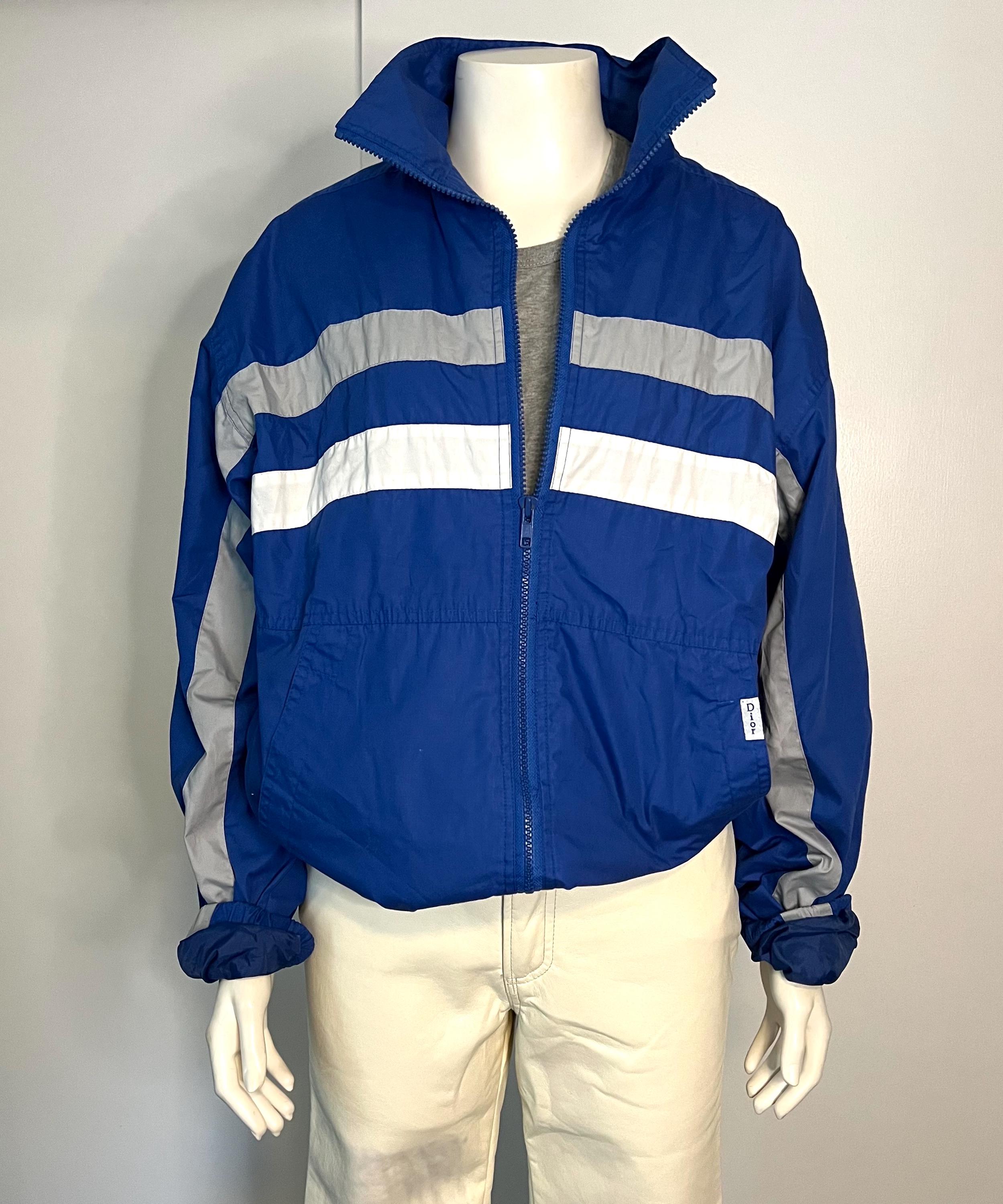 Vintage Christian Dior Blue Windbreaker Jacket Coat Zip Up Vintage Christian Dior Blue Windbreaker Jacket Coat Zip Up
