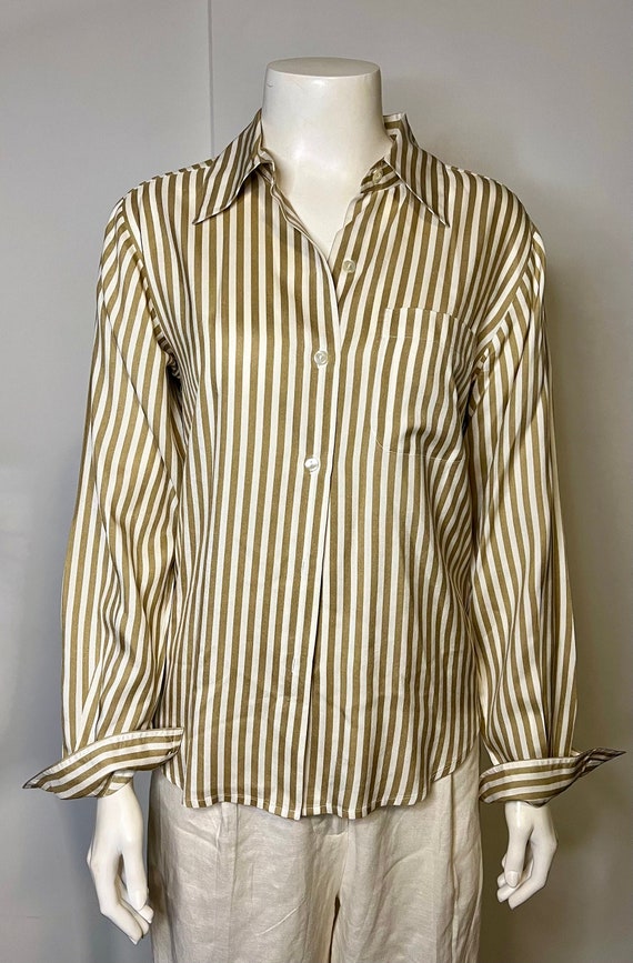 Vintage Silk Moda Int’l Striped Shirt/Blouse