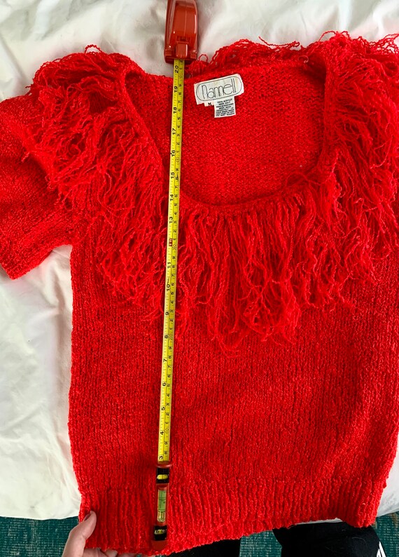 Awesome Vintage Nannell Red Short Sleeved Fringe … - image 7