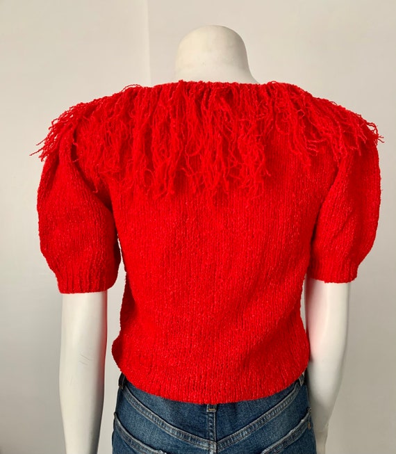 Awesome Vintage Nannell Red Short Sleeved Fringe … - image 4