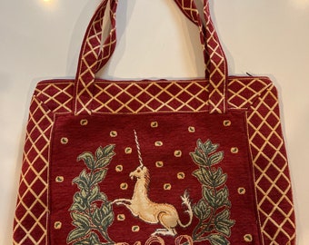 Vintage Unicorn Tapestry Tote Bag