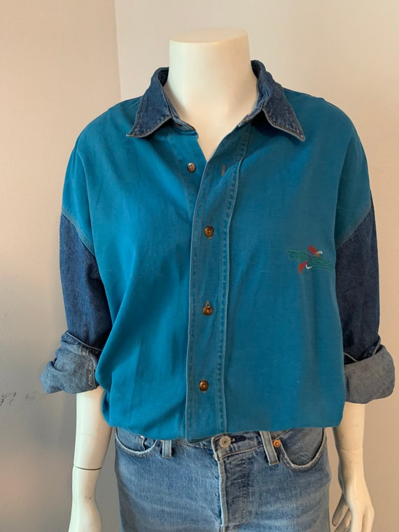 Vintage Cutter and Buck Denim and Canvas Button Up